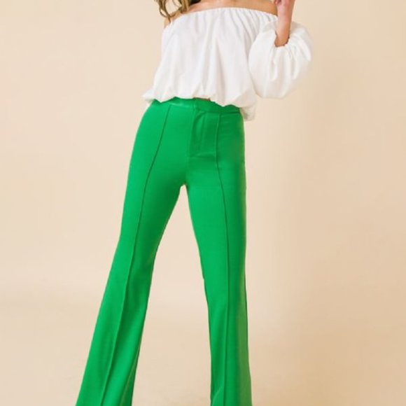 Hight-rise Flare Pants (Green) - Picture 5 of 6